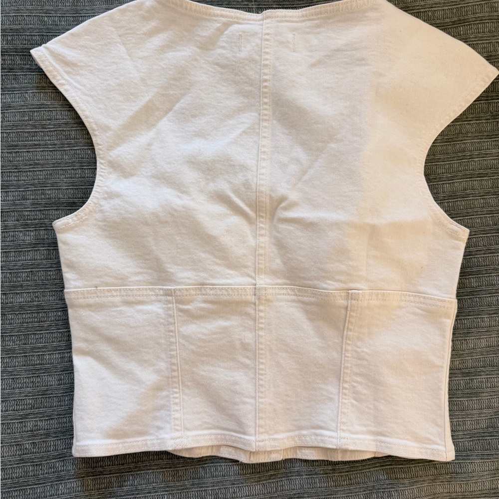 Madewell White Button-Front Crop Top - Picture 3 of 4